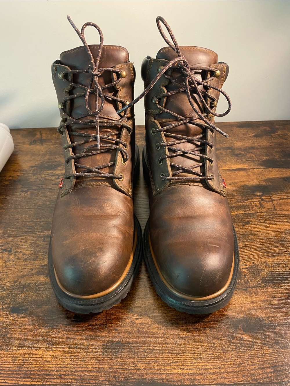 Red Wing Shoes Brown Leather Lace-Up Work Boots